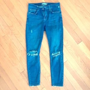 Topshop petite ripped blue jamie jeans